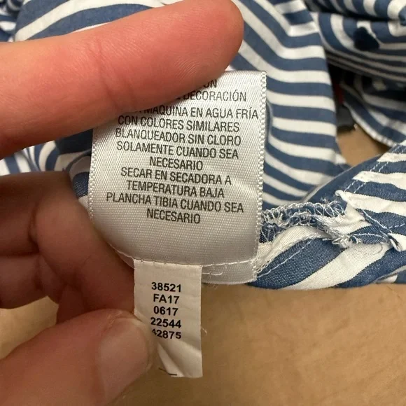 Charter Club relaxed fit navy Striped Button-Up Shirt with Embroidery - Picture 7 of 7